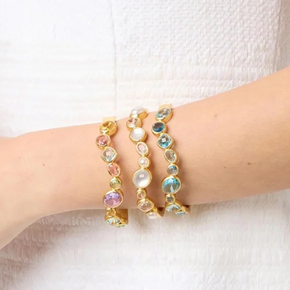 $275 Julie Vos Kaleidoscope Hinge Bangle Bahamian Blue - Picture 6 of 12